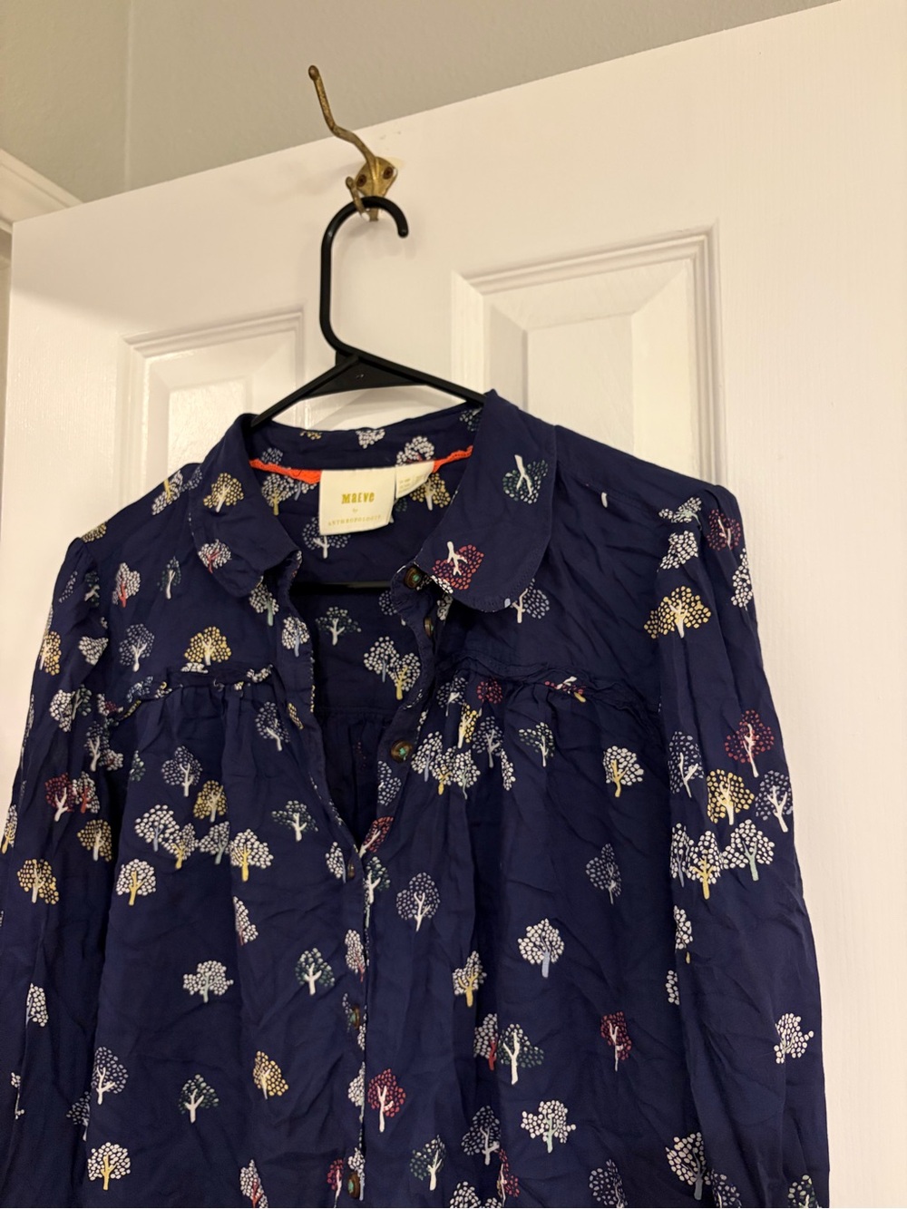 Anthropologie Maeve Frederica Tree Print Blouse Petite 14 - Picture 3 of 8